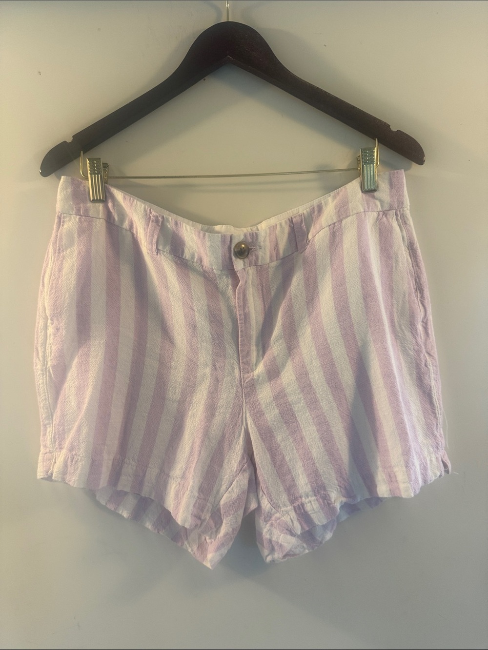 Old Navy Women’s Lavender & White Striped Linen Cotton Shorts Sz XL